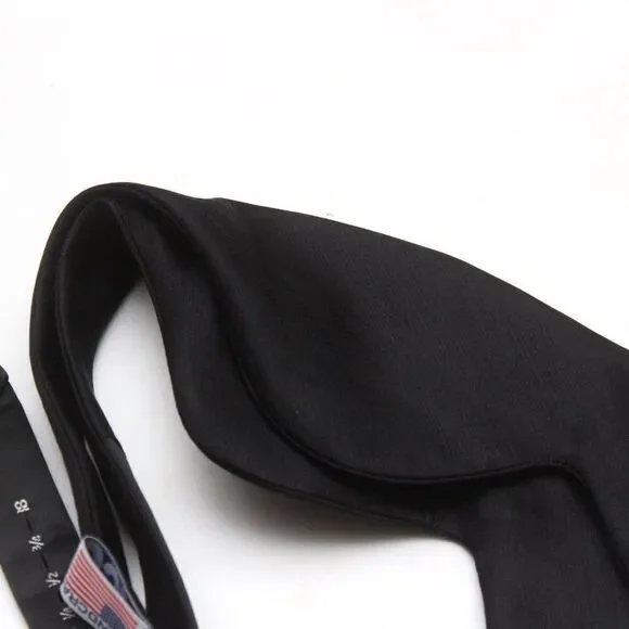 Men's Self tied Bow Tie Black Big Butterfly Bow‎ tie Silk Linen Pin Strip…